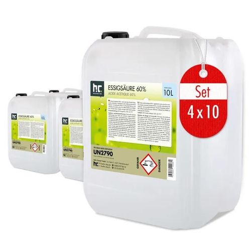 4x 10 L Acide Acétique 60% Höfer Chemie® en bidon de 10 L