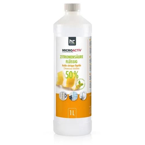 1x 1 L Acide Citrique Liquide 50% MICROACTIV® détartrant en bouteille de 1 L