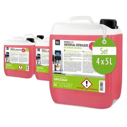 4x 5 L Détartrant universel Microactiv® avec indicateur de couleur pour machines à café entièrement automatiques en bidon de 5 L