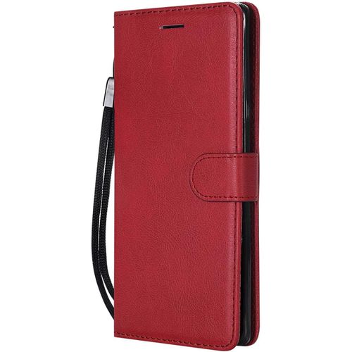 Ayu-Coque Pour Galaxy Note 9, Pu En Cuir Coque Portefeuille Étui Housse, Design Classique Tpu Coque Pour Samsung Galaxy Note 9 - Rouge