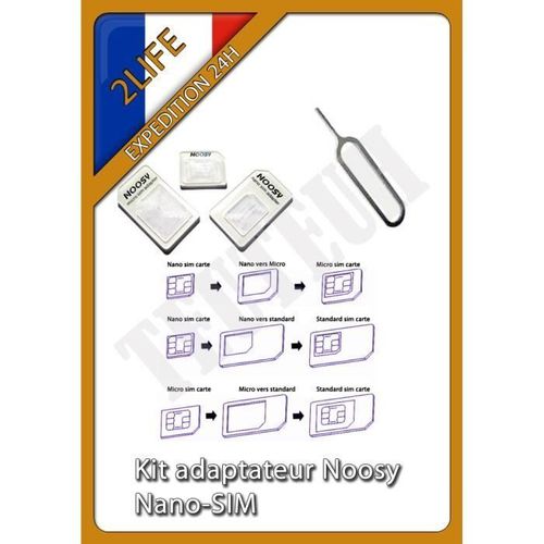 Kit 3 Adaptateurs Nano Sim - Micro Sim - Sim Standard Pour Samsung Iphone