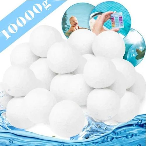 Boules de Filtre de Piscine - Marque - Blanc - 1000g - Média Filtre à Fibres