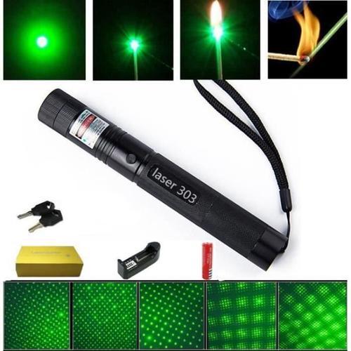 Top Laser 303 200 mW pointeur Laser vert longueur focale réglable et avec Star Filter Pattern avec 4000 mah 18650 batterie + Aa05634