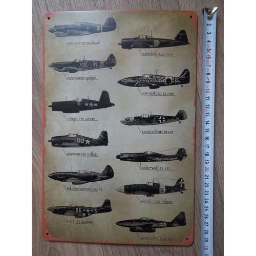 Plaque Militaire Air Collection Vintage Avions De Combat Messerschmitt..Spitfire ...