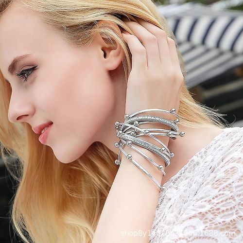 Bracelets Enroul¿¿S Multicouches Ton Or Rose, Manchette En Cuir, Ensemble De Bracelets Empilables