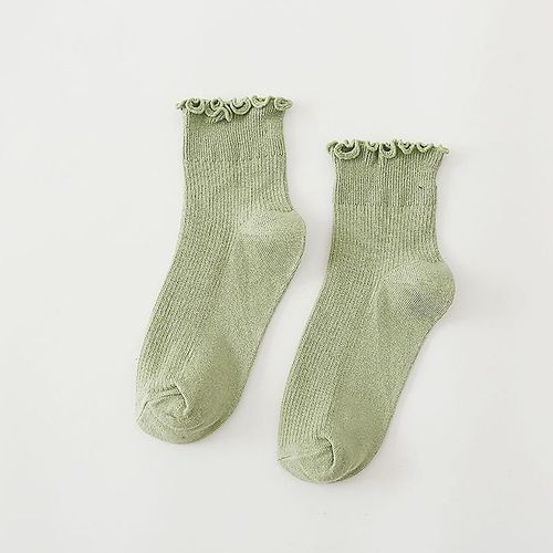 Chaussettes Pour Femmes, Chaussettes ¿¿Paisses ¿¿ Volants, Manchettes ¿¿ La Cheville, Coupe Basse, Tricot En Coton, Laitue, Chaussettes Chaudes D'hiver