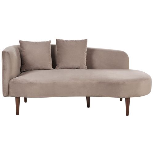 Chaise Longue Côté Gauche En Velours Taupe Chaumont
