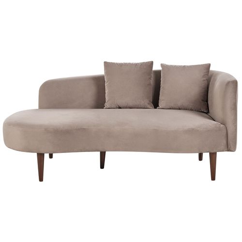 Chaise Longue Côté Droit En Velours Taupe Chaumont