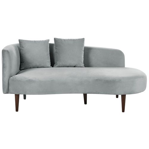 Chaise Longue Côté Gauche En Velours Gris Clair Chaumont