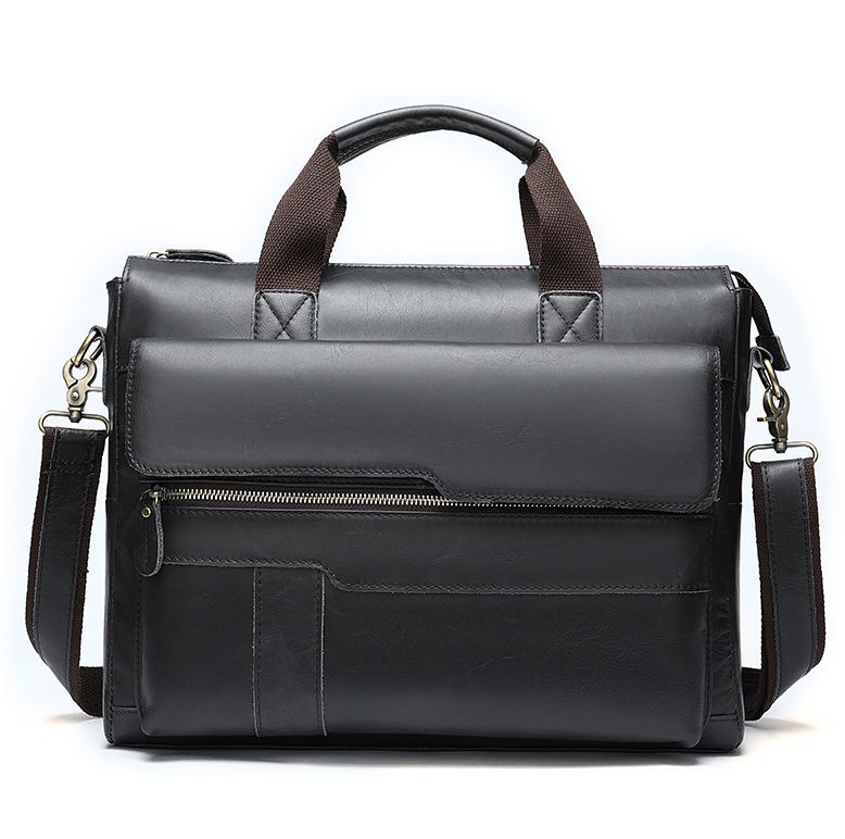 Noir - Porte-documents Vintage Sac à Main En Cuir Véritable Mallette Pour Homme