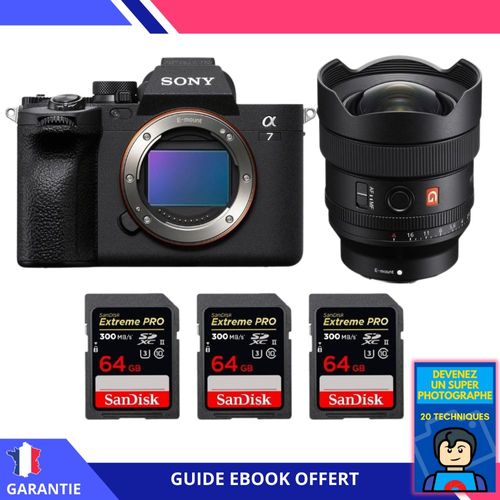 Sony A7 IV + FE 14mm f/1.8 GM + 3 SanDisk 64GB Extreme PRO UHS-II SDXC 300 MB/s + Ebook 'Devenez Un Super Photographe' - Hybride Sony