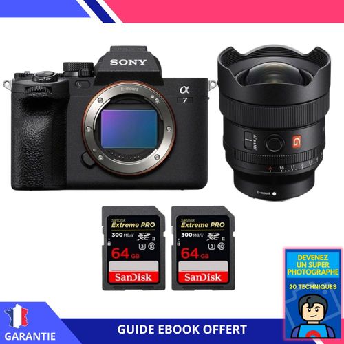 Sony A7 IV + FE 14mm f/1.8 GM + 2 SanDisk 64GB Extreme PRO UHS-II SDXC 300 MB/s + Ebook 'Devenez Un Super Photographe' - Hybride Sony