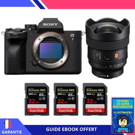 Sony A7 IV + FE 14mm f/1.8 GM + 3 SanDisk 32GB Extreme PRO UHS-II SDXC 300 MB/s + Ebook 'Devenez Un Super Photographe' - Hybride Sony