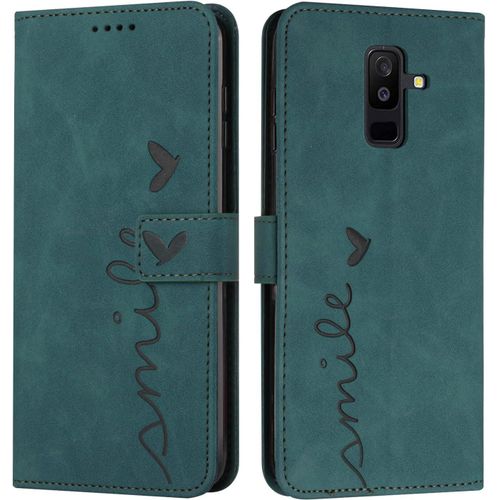 Ayu-Coque Pour Samsung A6 Plus 2018, Étui Housse En Cuir Pu Samsung Galaxy A6 Plus 2018, Magnetique Flip [Pochette De Portefeuille], Etui De Protection Pour Samsung A6 Plus 2018 (Vert)