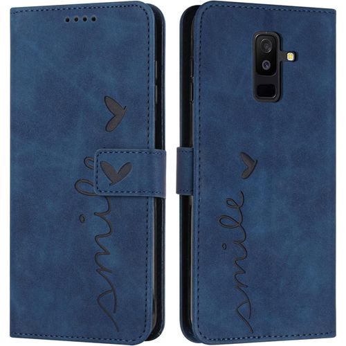 Ayu-Coque Pour Samsung A6 Plus 2018, Étui Housse En Cuir Pu Samsung Galaxy A6 Plus 2018, Magnetique Flip [Pochette De Portefeuille], Etui De Protection Pour Samsung A6 Plus 2018 (Bleu)
