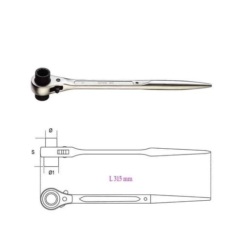 BETA Clé à cliquet polygonale pour échafaudage - 93C - 310 mm - 19x22 - 12 pans