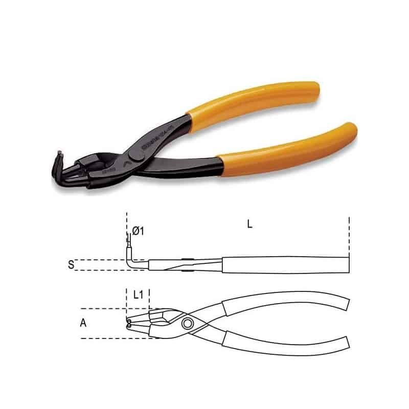 BETA Pince circlips intérieur bec coudé 90° - 1034 - 85 à 200 mm - 290 mm