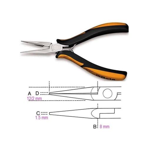 BETA Pince précision becs demi-rond long strié 1177BM/Z - 011770113