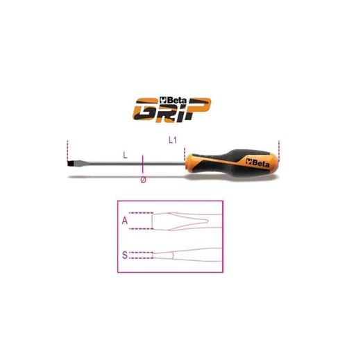 BETA Tournevis pour vis à fente BETAGRIP - 1260 - 125 mm - 5,5 - Plat