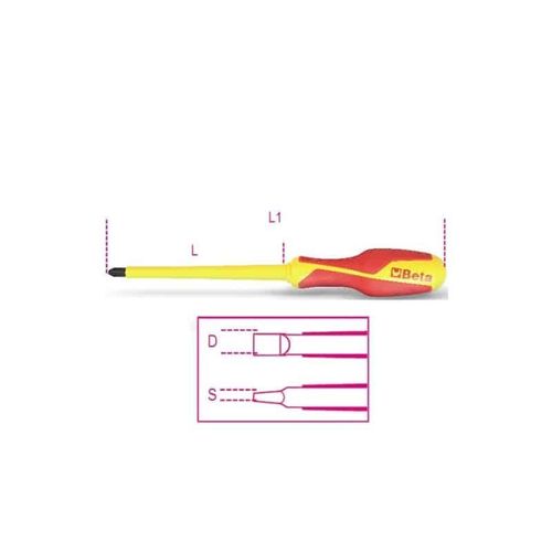 BETA Tournevis lame fraisée pour vis à fente - 1274MQ - 175 mm - 1,2 - Plat
