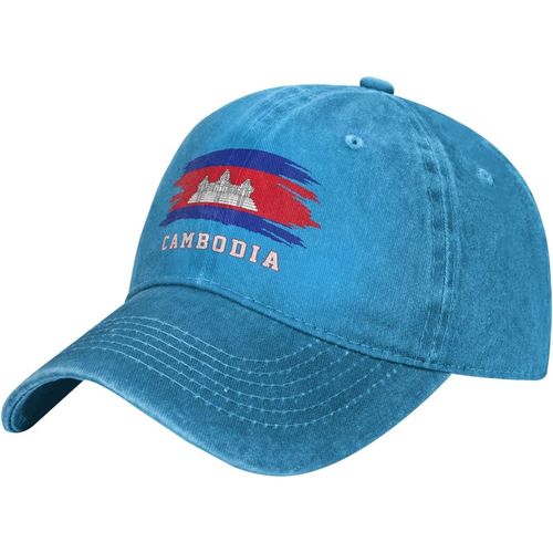 Casquette De Baseball Drapeau Cambodgien Pour Hommes Et Femmes, Chapeau En Coton Vintage Bleu Unisexe, Chapeaux De Camionneur Pour Papa Et Femmes
