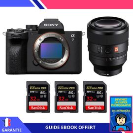 Sony A7 IV + FE 50mm f/1.2 GM + 3 SanDisk 32GB Extreme PRO UHS-II SDXC 300 MB/s + Ebook 'Devenez Un Super Photographe' - Hybride Sony