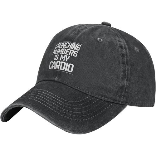 Crunching-Numbers-Is-My-Cardio-Baseball-Cap, Chapeaux De Camionneur En Coton Lavé Chapeau De Papa Vintage Pour Hommes Femmes Noir