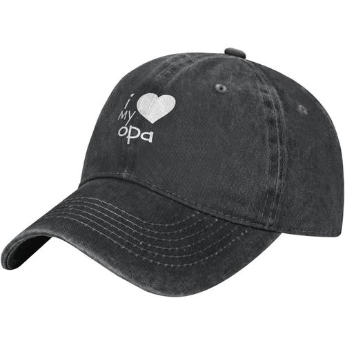 I-Love-My-Opa-Baseball-Cap, Chapeaux De Camionneur En Coton Lavé Chapeau De Papa Vintage Pour Hommes Femmes Noir