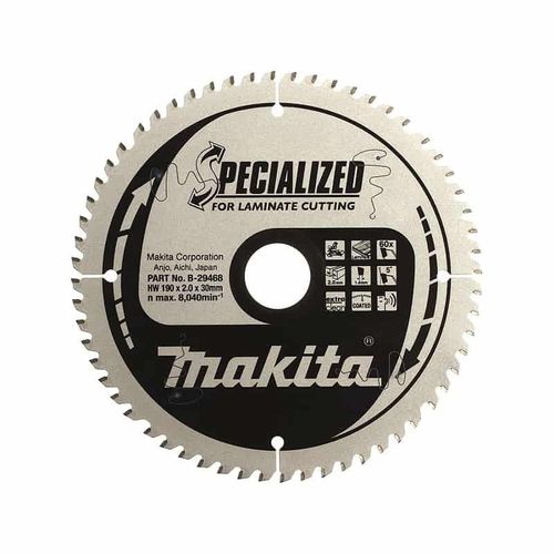MAKITA Lames carbure Specialized pour bois stratifié - 190 mm - 20 mm - 2 mm - 60 dents