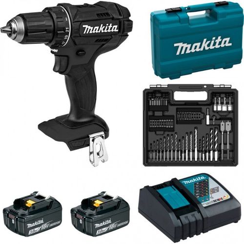 Perceuse visseuse 62NM (Black) BL1830X2 + 74 pièces BI - MAKITA - DDF482FX1B