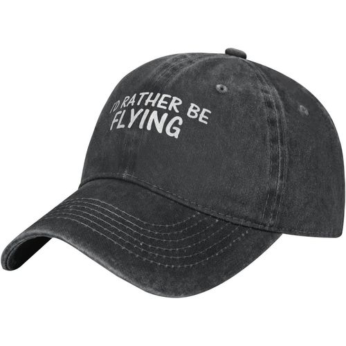 -I'd-Plutôt-Be-Flying-Baseball-Cap, Chapeaux De Camionneur En Coton Lavé Chapeau De Papa Vintage Pour Hommes Femmes Noir