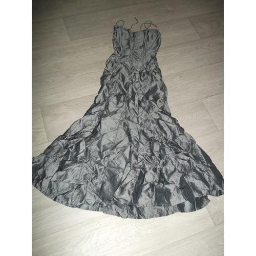 Robe De Soirée Grise Satinée Bustier Taille 34 Tbe