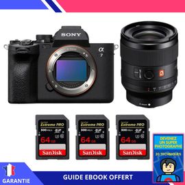 Sony A7 IV + FE 35mm f/1.4 GM + 3 SanDisk 64GB Extreme PRO UHS-II SDXC 300 MB/s + Ebook 'Devenez Un Super Photographe' - Hybride Sony