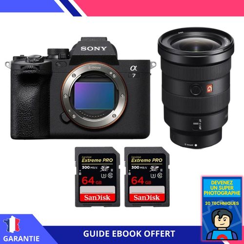 Sony A7 IV + FE 16-35mm f/2.8 GM + 2 SanDisk 64GB Extreme PRO UHS-II SDXC 300 MB/s + Ebook 'Devenez Un Super Photographe' - Hybride Sony