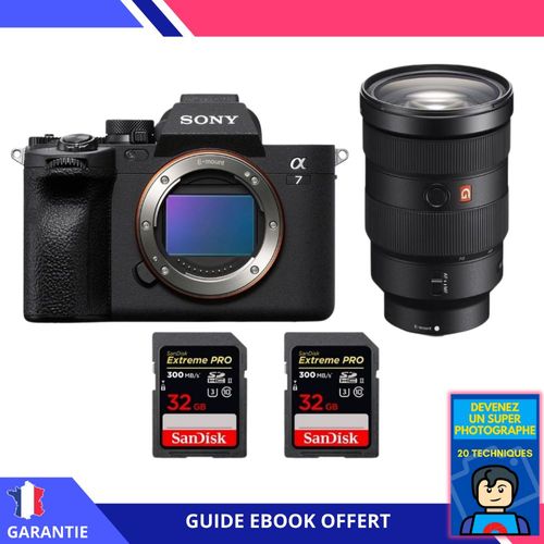 Sony A7 IV + FE 24-70mm f/2.8 GM + 2 SanDisk 32GB Extreme PRO UHS-II SDXC 300 MB/s + Ebook 'Devenez Un Super Photographe' - Hybride Sony