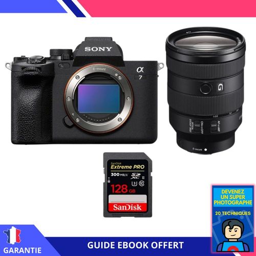 Sony A7 IV + FE 24-105mm f/4 G OSS + 1 SanDisk 128GB Extreme PRO UHS-II SDXC 300 MB/s + Ebook 'Devenez Un Super Photographe' - Hybride Sony