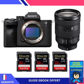 Sony A7 IV + FE 24-105mm f/4 G OSS + 3 SanDisk 32GB Extreme PRO UHS-II SDXC 300 MB/s + Ebook 'Devenez Un Super Photographe' - Hybride Sony