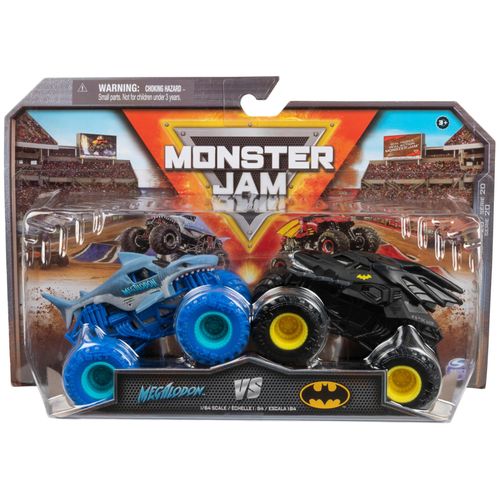 Monster Jam - Lot De Deux Monstres Originaux Avec Le Batmobile Vs Megalodon - Authentiques Camions Monstres L Échelle 1 64