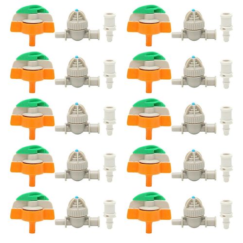 Lot de 10 buses d'arrosage rotatives anti-goutte, raccord cannelé 4/7 pour irrigation de serre et jardin