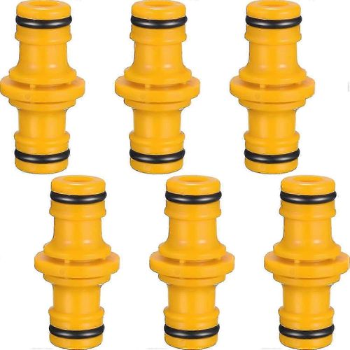 Lot de 6 raccords de tuyau mâles doubles pour raccorder un tuyau d'arrosage (jaune)