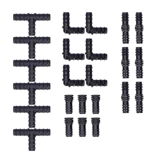 Kit de 24 raccords d'irrigation goutte à goutte, connecteurs cannelés pour tubes 1/2"" pour serre de jardin