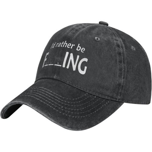 Id-Rather-Be-Fishing-Baseball-Cap, Chapeaux De Camionneur En Coton Lavé Chapeau De Papa Vintage Pour Hommes Femmes Noir