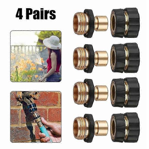 Adaptateur de connecteur de robinet en laiton 3/4"" universel pour tuyau d'arrosage de jardin, femelle et mâle (lot de 4) - Calu