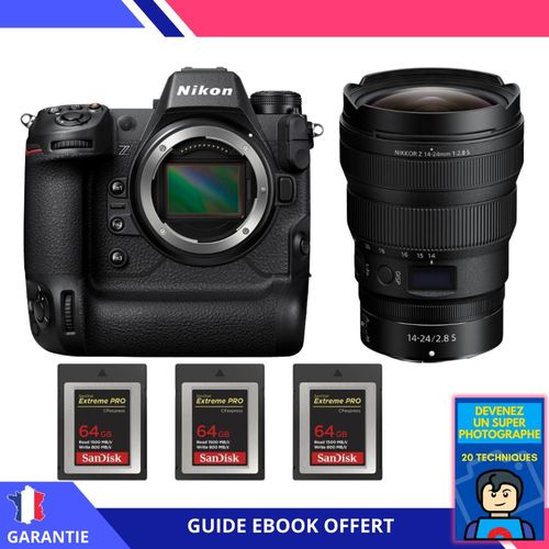 Nikon Z9 + Z 14-24mm f/2.8 S + 3 SanDisk 64GB Extreme PRO CFexpress Type B + Ebook 'Devenez Un Super Photographe' - Hybride Nikon