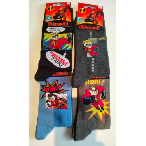 Lot De 4 Paires De Chaussettes Disney Les Indestructibles  T 39/42 Composition Coton Neuf 