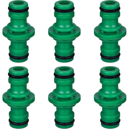 Lot de 6 raccords de tuyau double mâle pour tuyau d'arrosage (vert)