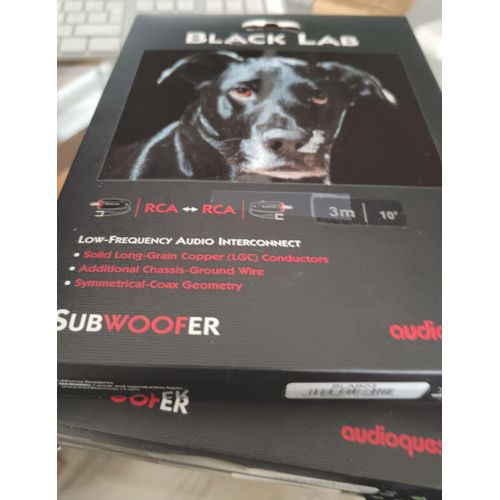 AudioQuest Black Lab - Câble de subwoofer - RCA mâle pour RCA mâle - 2 m - rayures noires/blanches