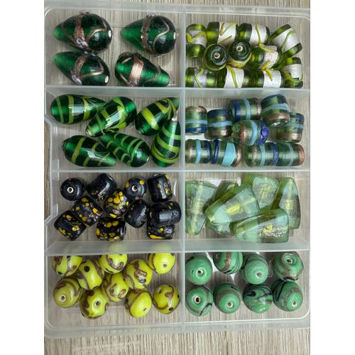 Boîte De Perles Indiennes En Verre Artisanal 