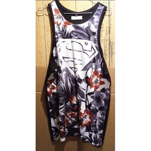 Débardeur Homme - " D C Comics - Superman " - Floral - Noir - Taille M