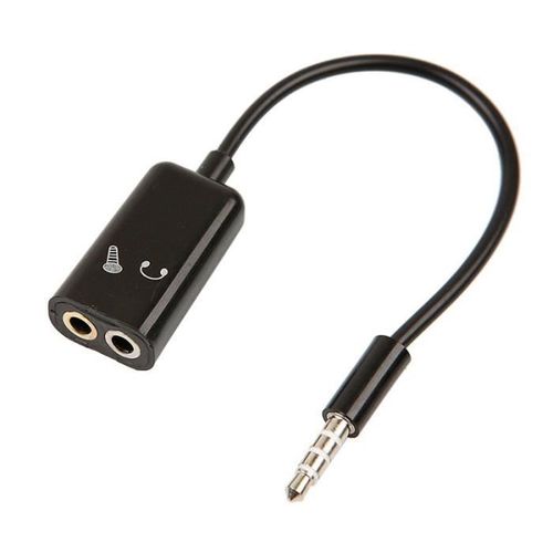 Adaptateur Audio Stéréo de 18 cm, Connecteur jack 3,5 mm Mâle vers Double Connecteur Femelle, Casque et Microphone, pour Téléphone, MP3, Ordinateur et CD - Noir - Straße Tech ®